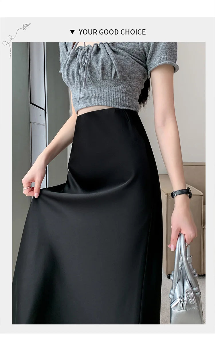 Satin Fishtail Skirt - High-Waist Chic Skirt