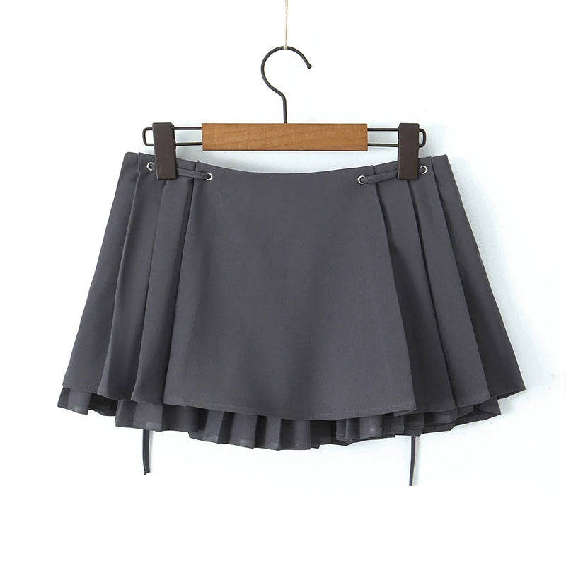 Chu Sau - Sweet Bow Tie Low-Waist Mini Skirt