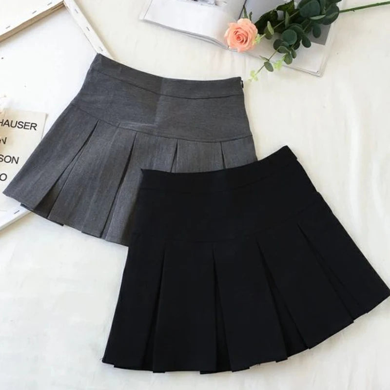 ZOKI - Vintage Gray Pleated Skirt