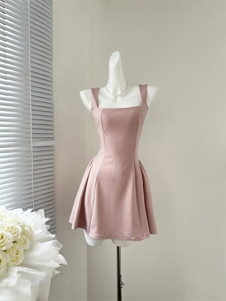 Elegant sleeveless strap mini dress