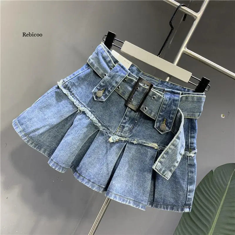 Rebicco - Patchwork Pleated Denim Skirt