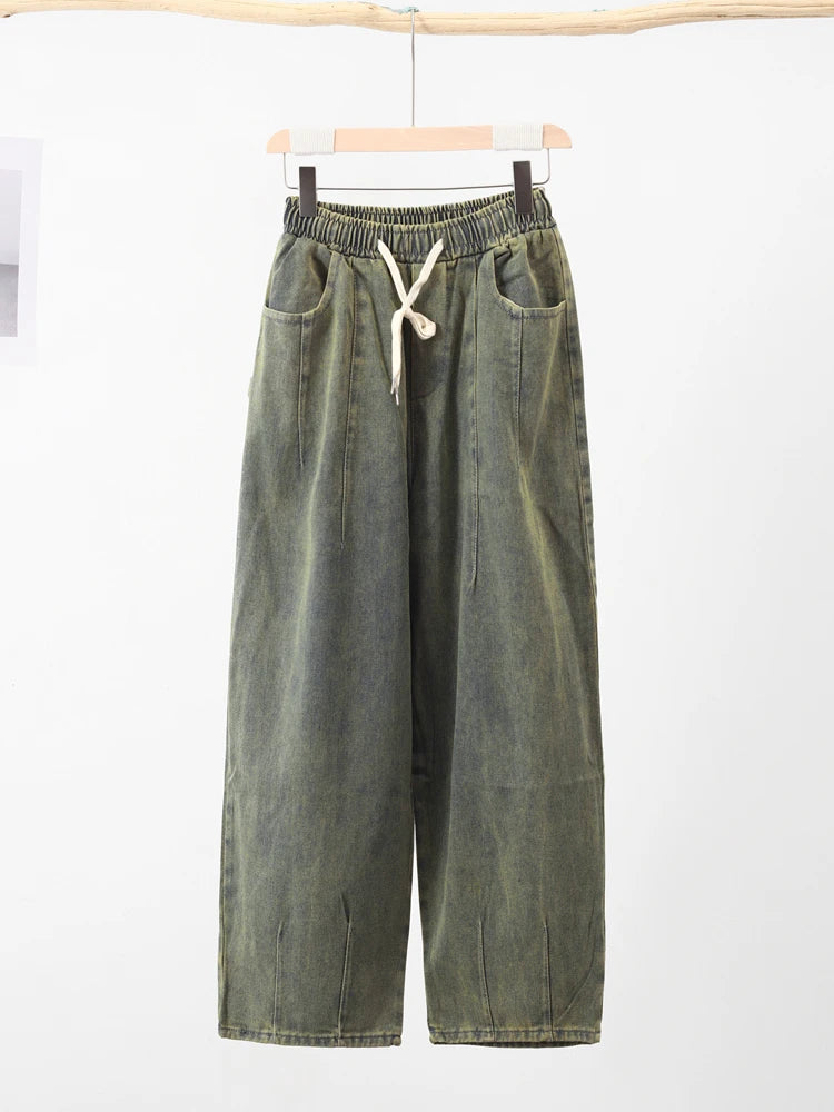 Baggy Wide-Leg Cargo Jeans - Vintage Streetwear Style