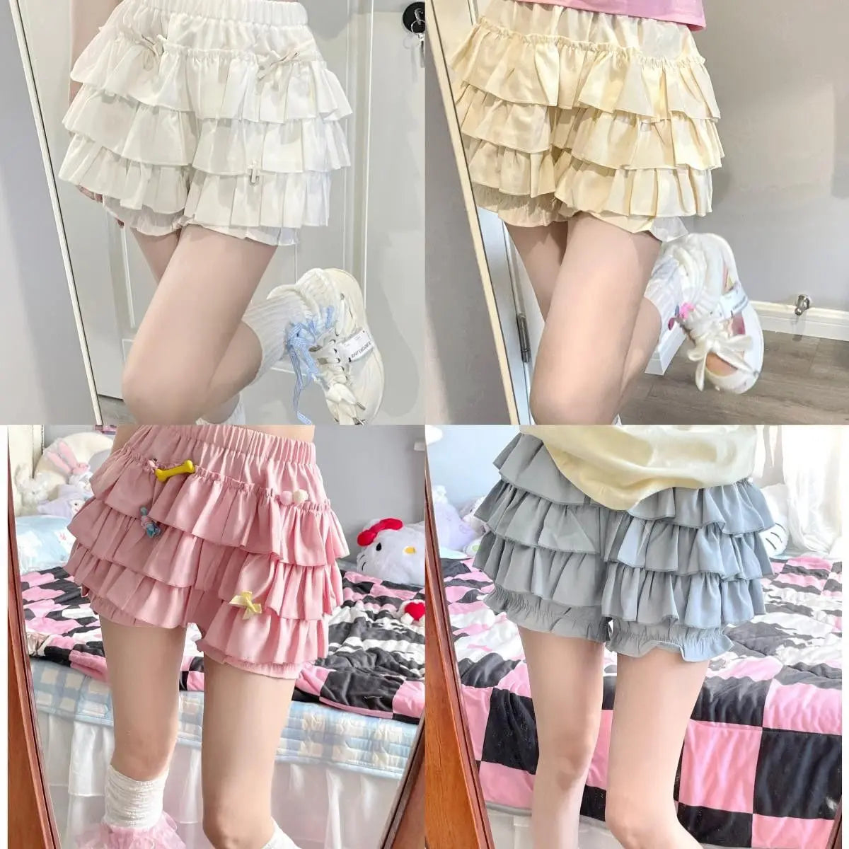 Fairy-style pompadour half-cake shorts 