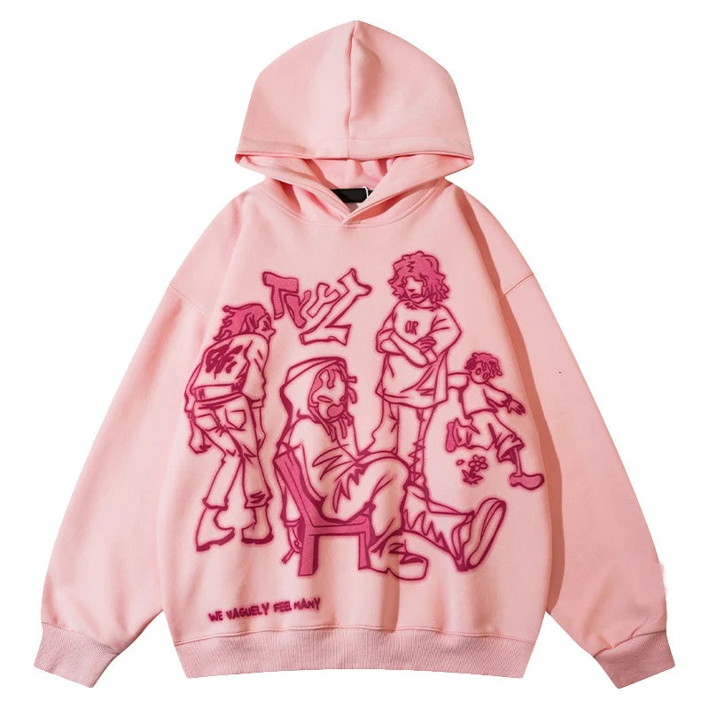 Hizilent - Y2K Streetwear Pink Hoodie