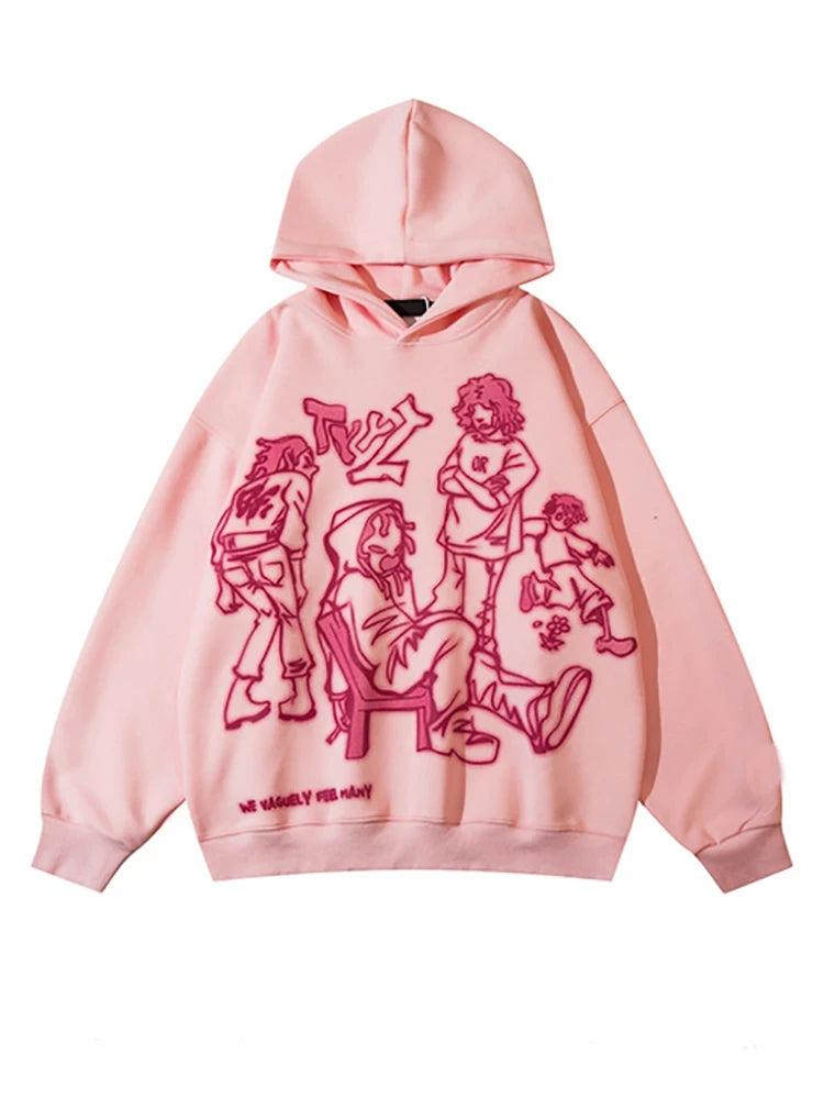 Hizilent - Y2K Streetwear Pink Hoodie