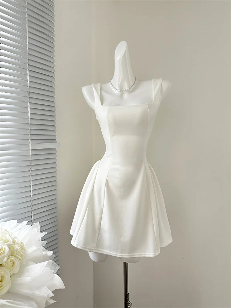 Elegant sleeveless strap mini dress