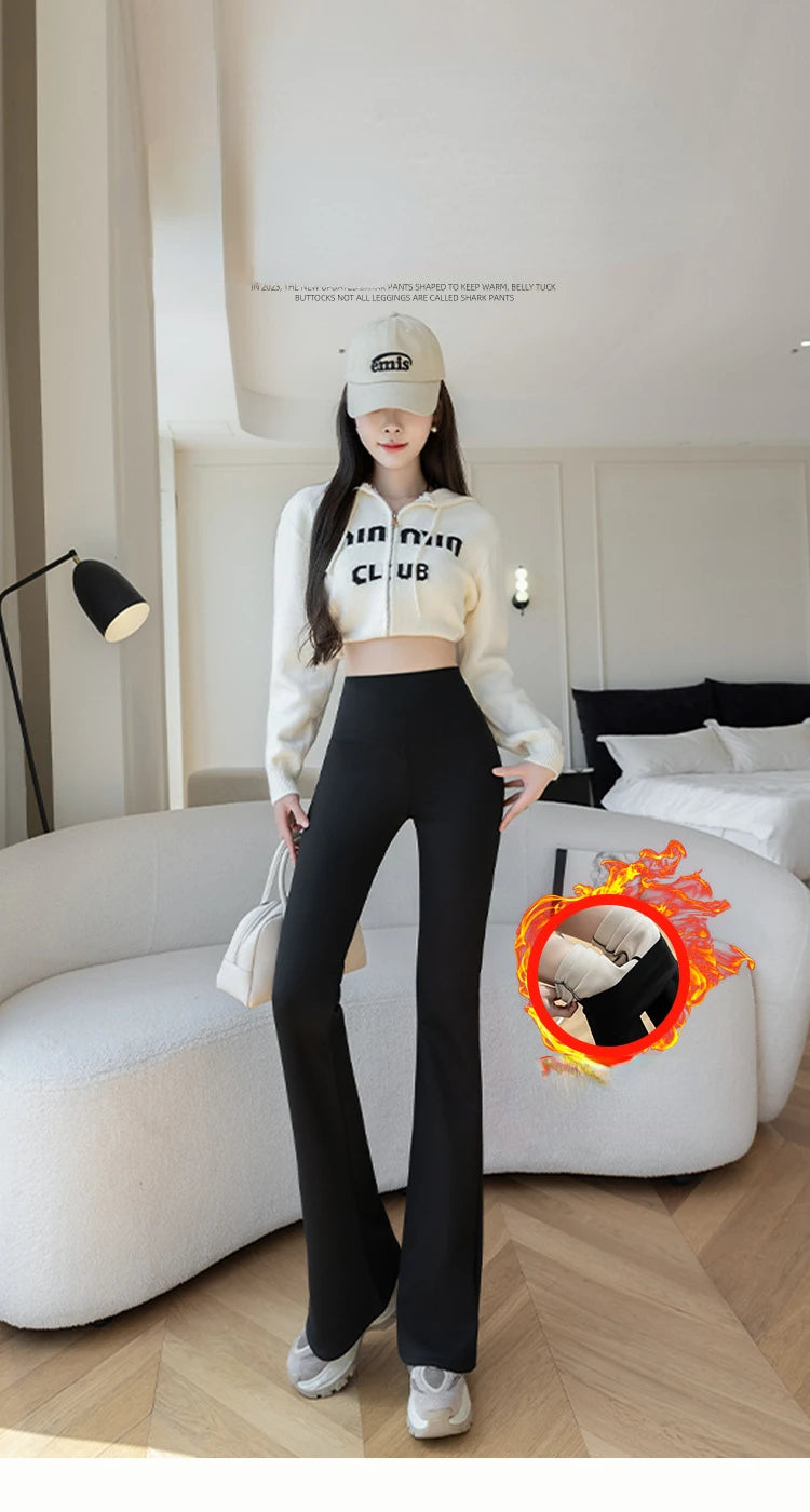 High Waist Flared Thermal Pants