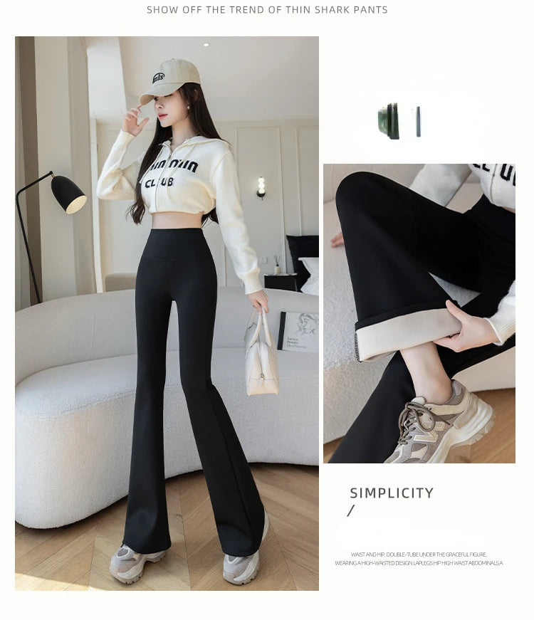 High Waist Flared Thermal Pants