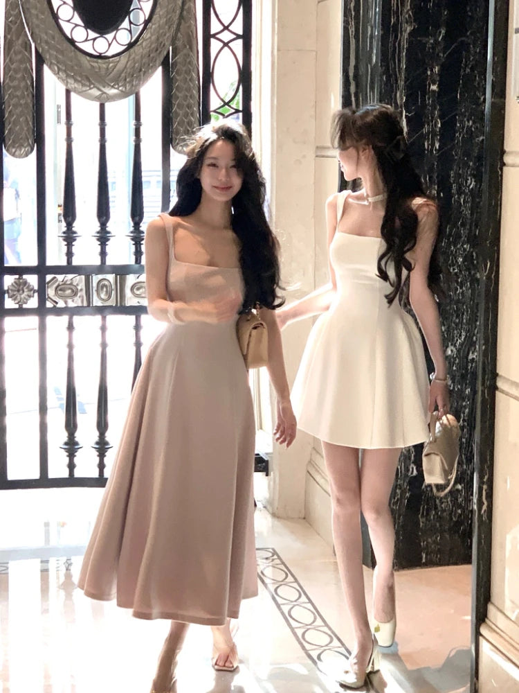 Elegant sleeveless strap mini dress