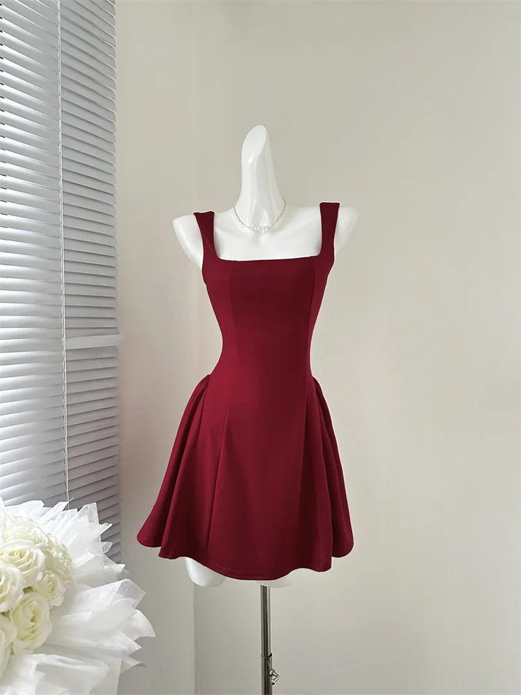 Elegant sleeveless strap mini dress