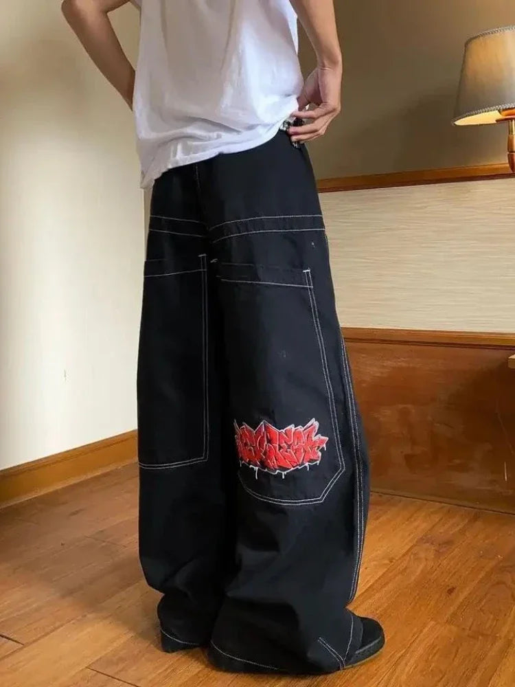 HOUZHOU - Y2K Oversized Black Baggy Jeans