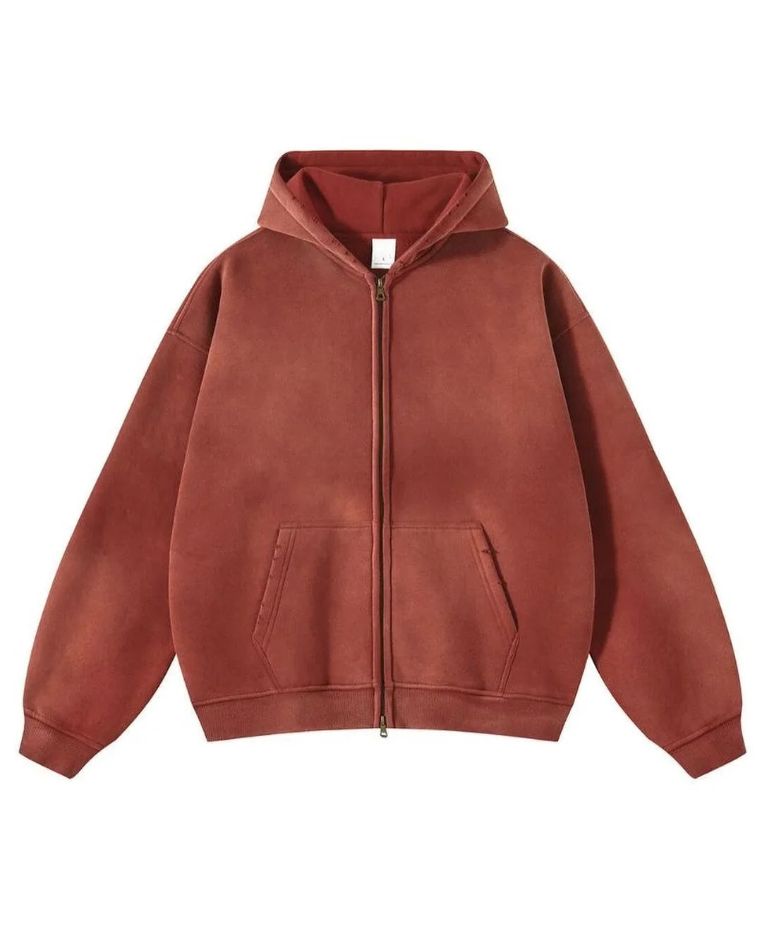 Gradient Solid Color Hooded Zipper Sweatshirt