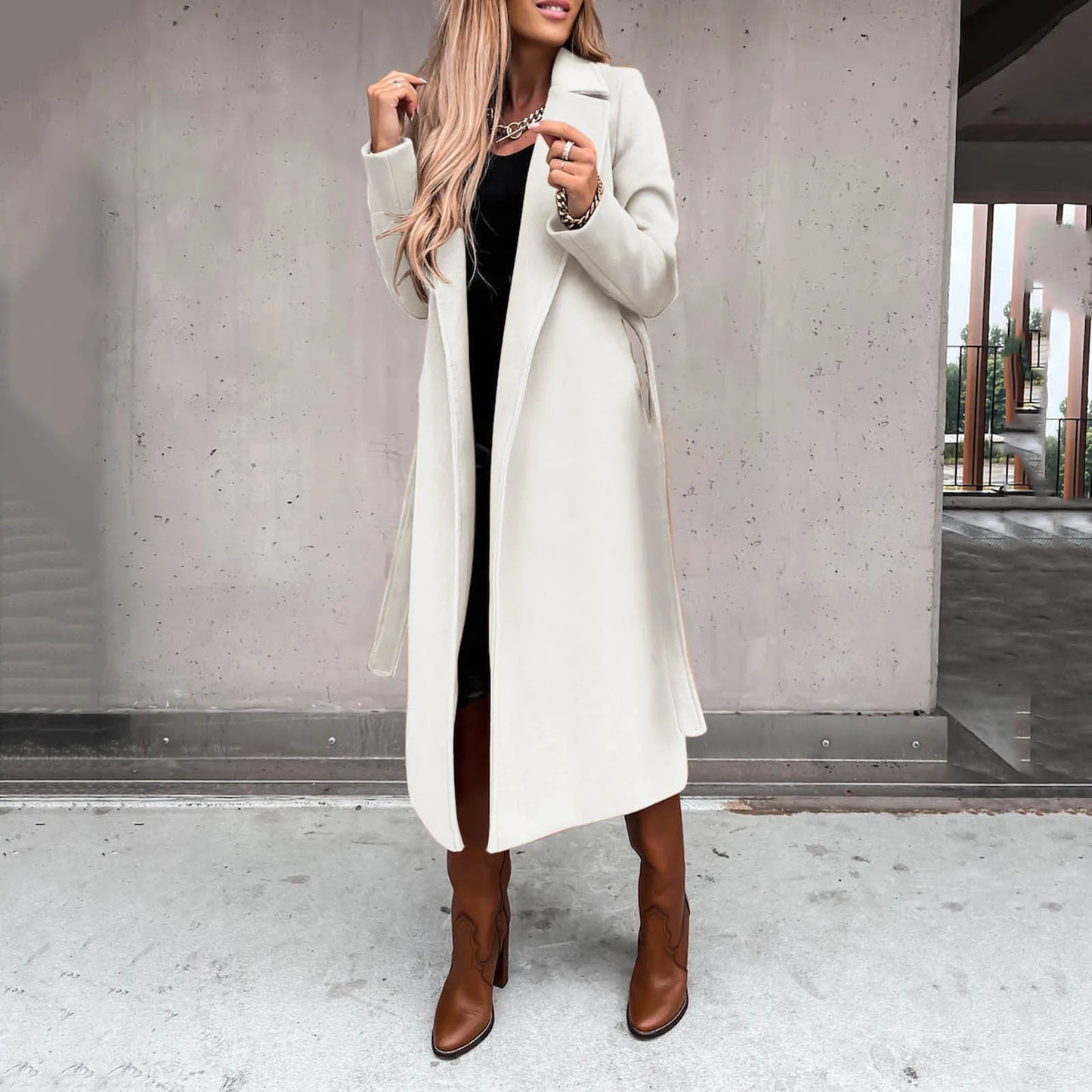 ZOMAXIUJEE - Faux Wool Trench Coat 