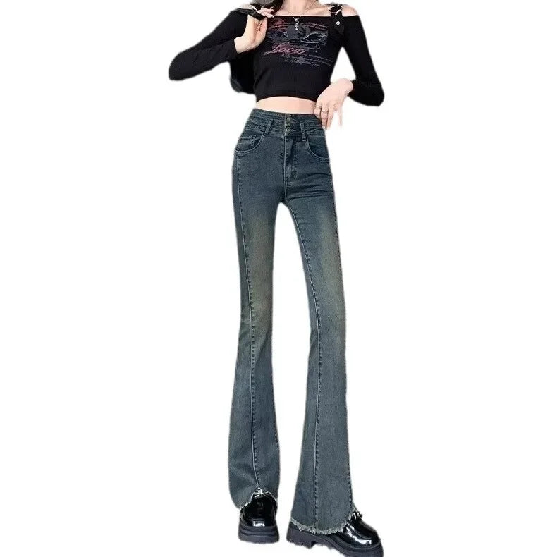 Vintage High-Waisted Bootcut Pants - Slimming and Versatile 