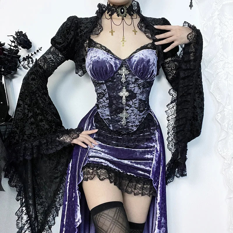 Goth Dark - Velvet A-Line Dress