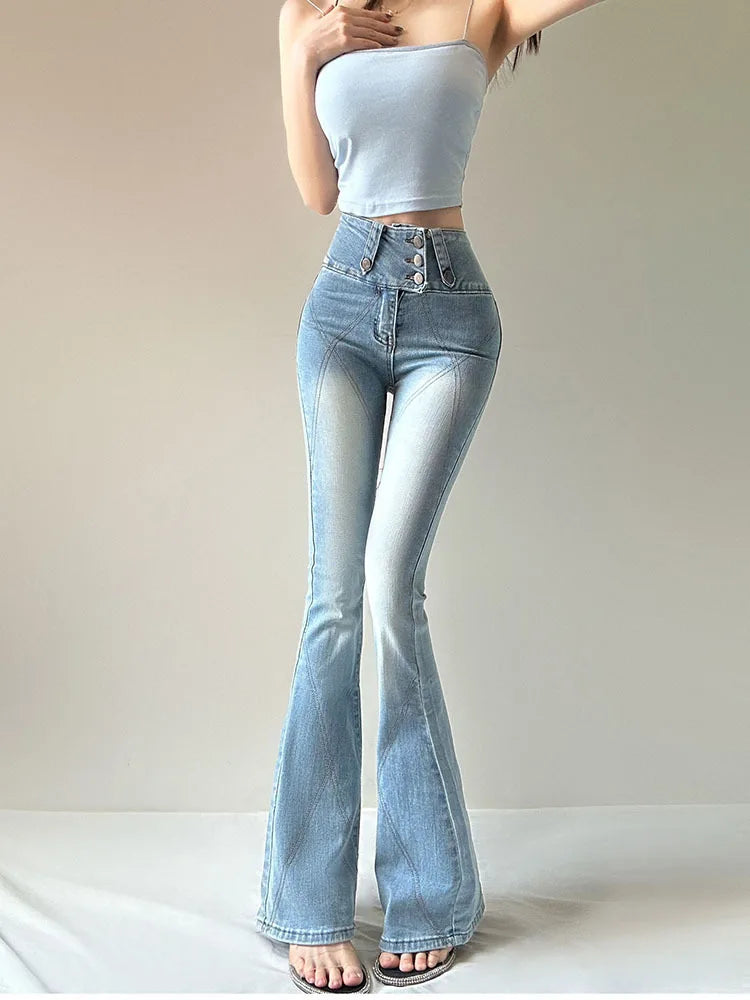 Flare Jeans - Skinny High-Waist Bell Bottom Pants 