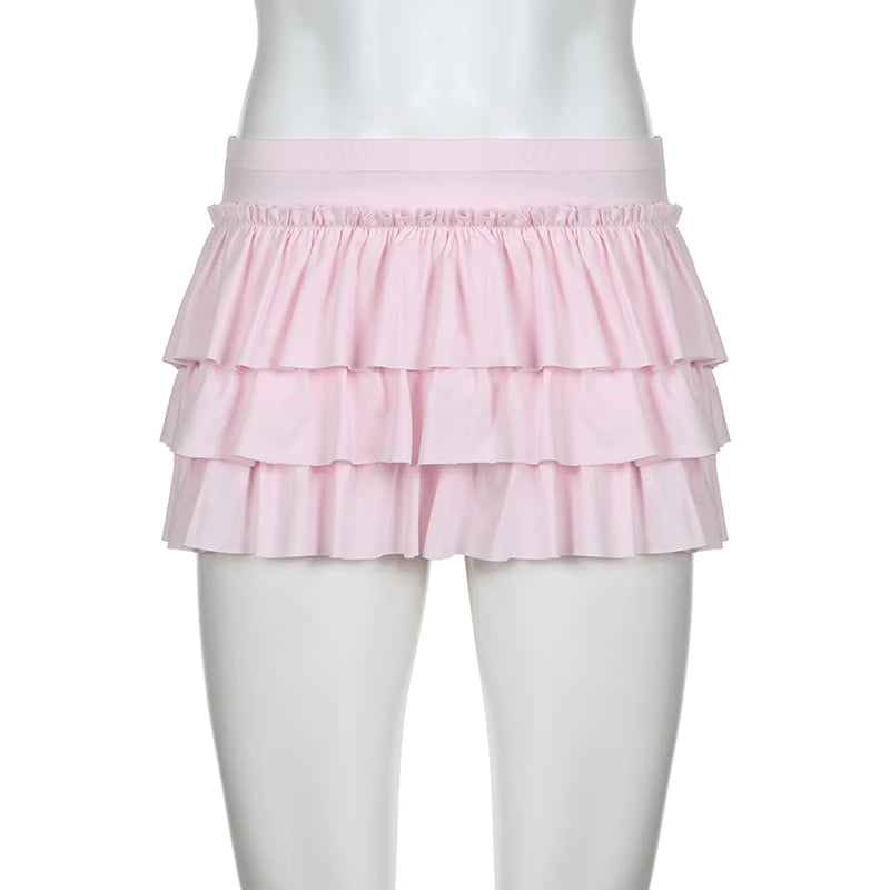 IAMHOTTY - Pink Bow Low-Waisted Mini Skirt 