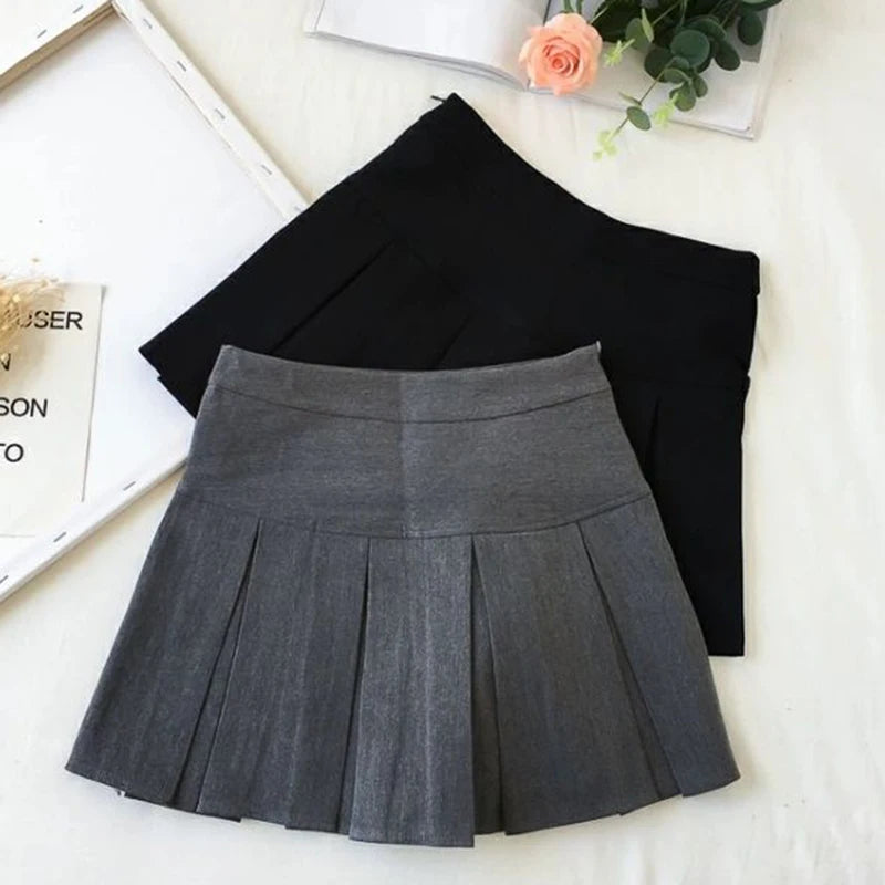 ZOKI - Vintage Gray Pleated Skirt