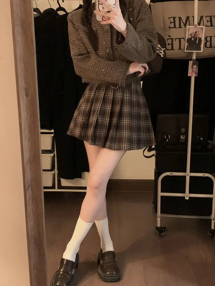 Plaid Pleated Skirt