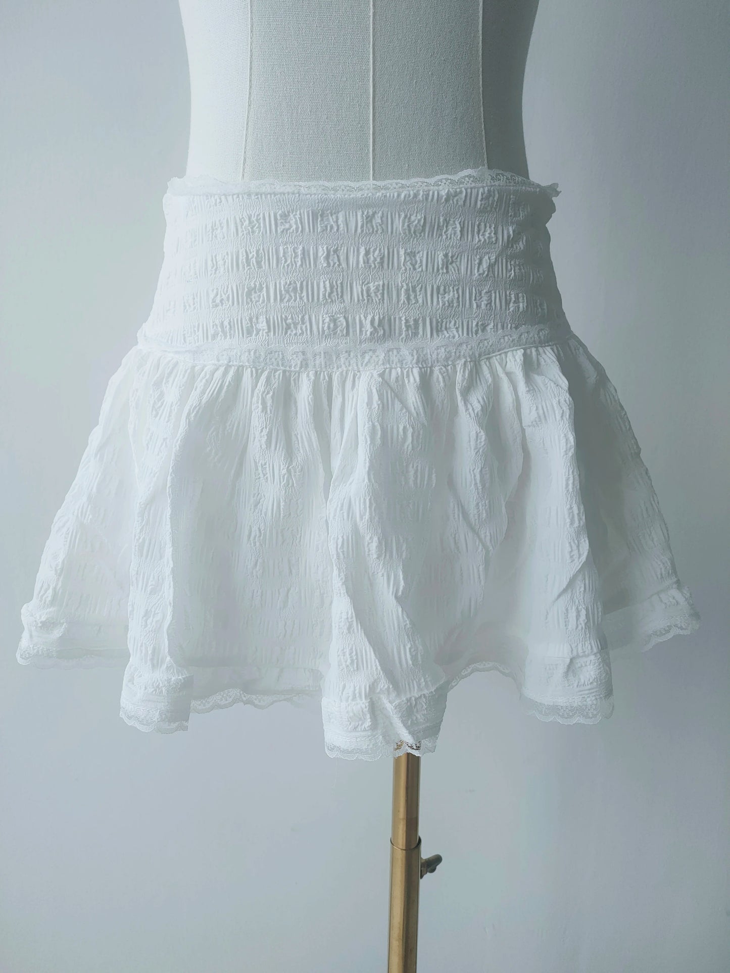 Dicloud - White Lace Cake Skirt