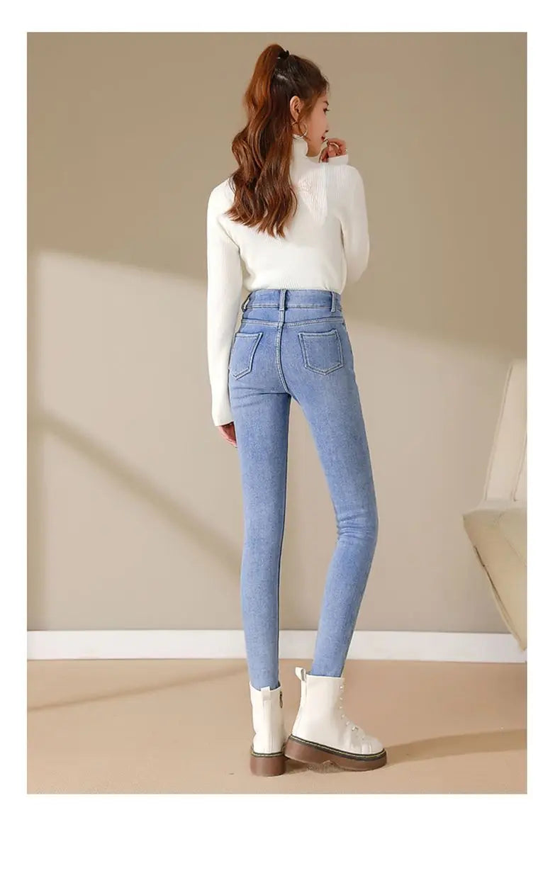 YIGUDAR - Thick Velvet Skinny Jeans ( Fleece-Lined)