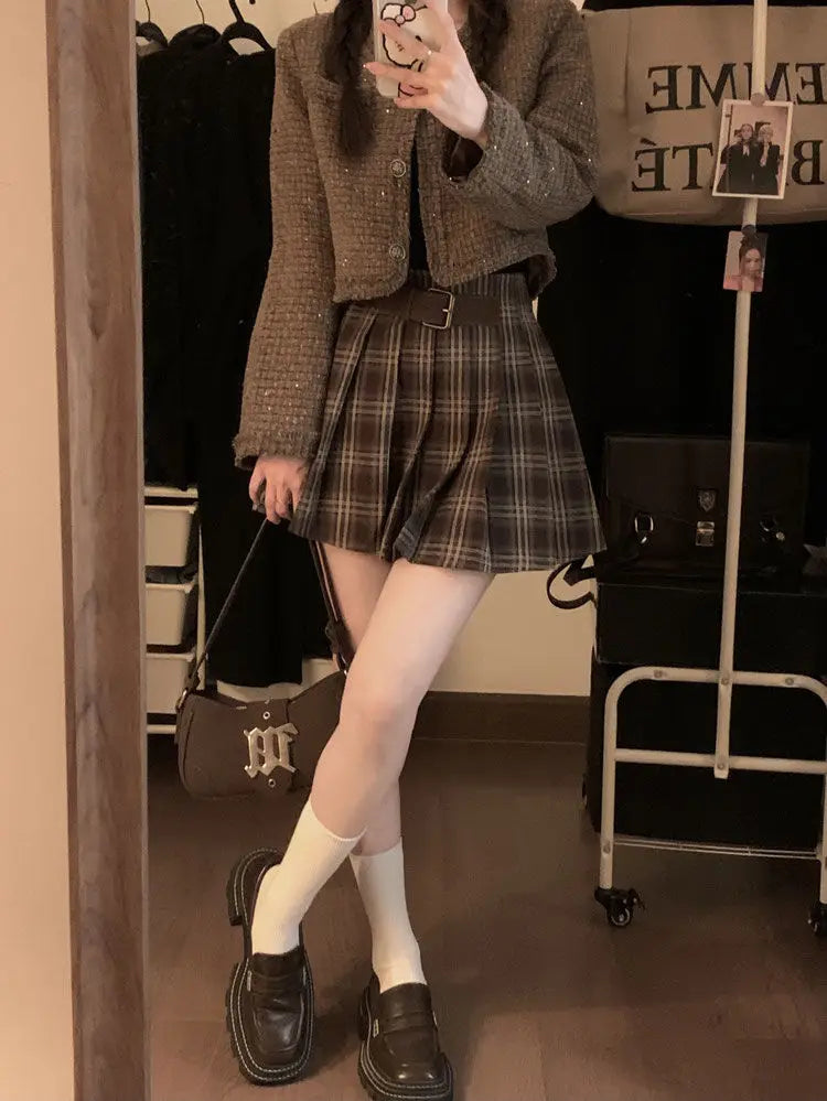 Plaid Pleated Skirt