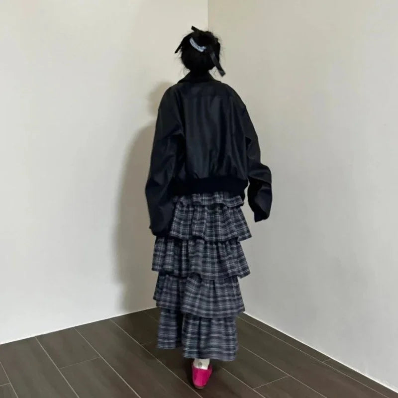 Deeptown - Vintage Ruffle Plaid Skirt