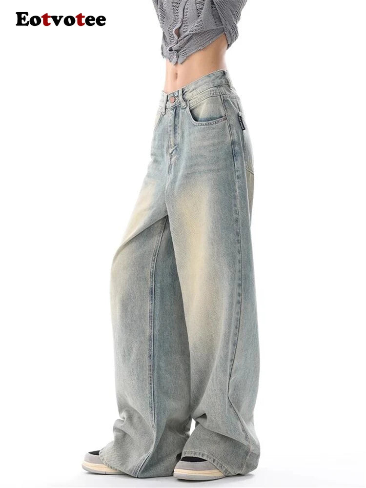 EOTVOTEE - Vintage high-waist straight jeans