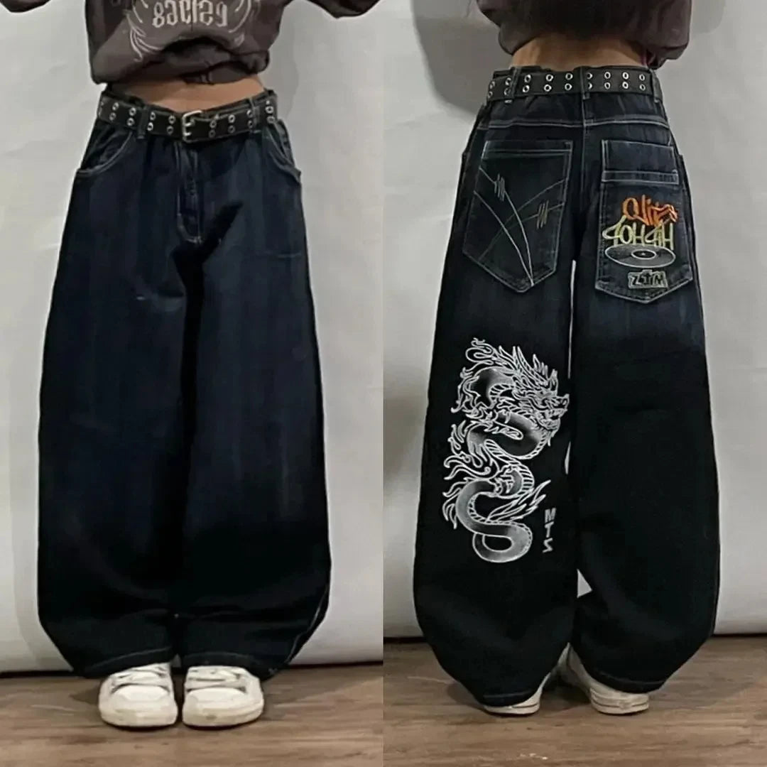 Y2K Oversized Pattern Print Jeans