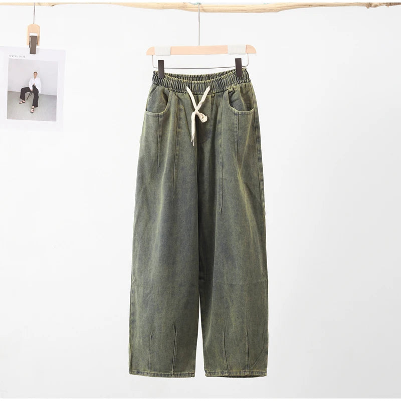 Baggy Wide-Leg Cargo Jeans - Vintage Streetwear Style