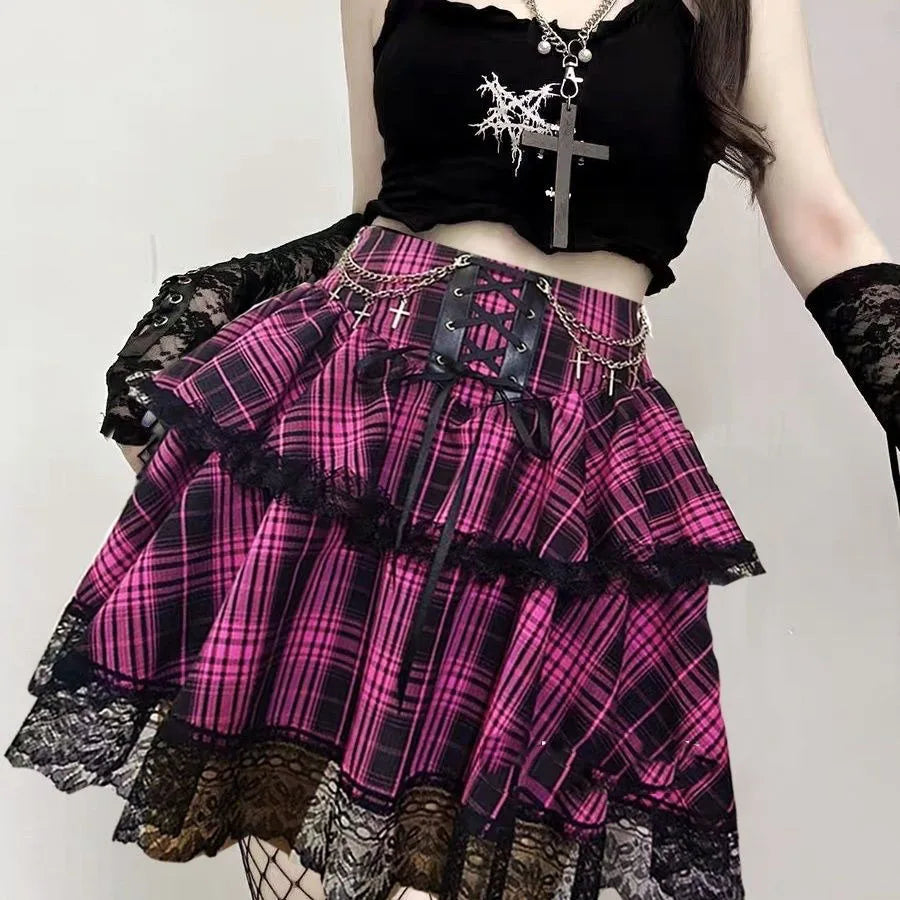 Plaid Punk Rock Y2K Mini Skirt