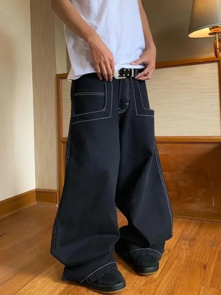 HOUZHOU - Y2K Oversized Black Baggy Jeans