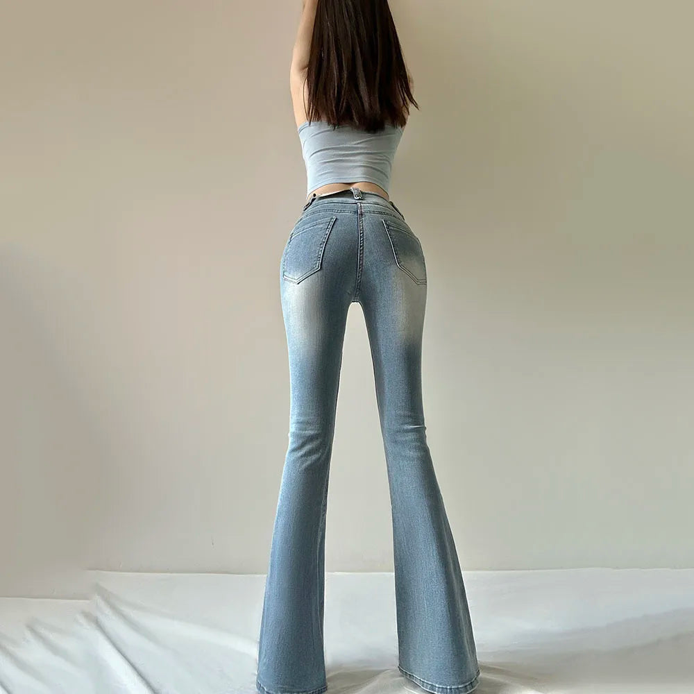 Flare Jeans - Skinny High-Waist Bell Bottom Pants 