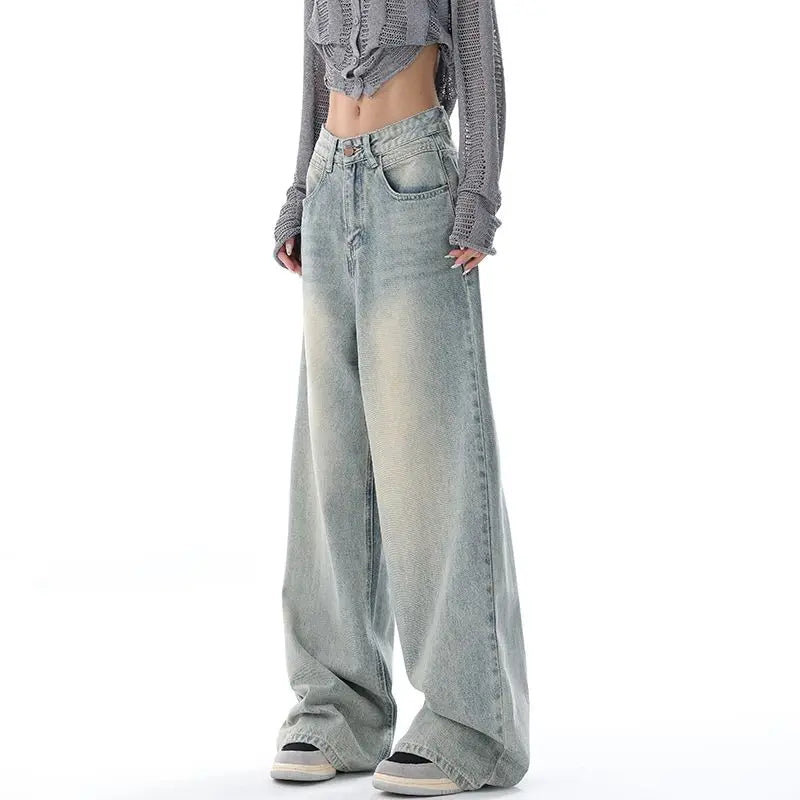 EOTVOTEE - Vintage high-waist straight jeans