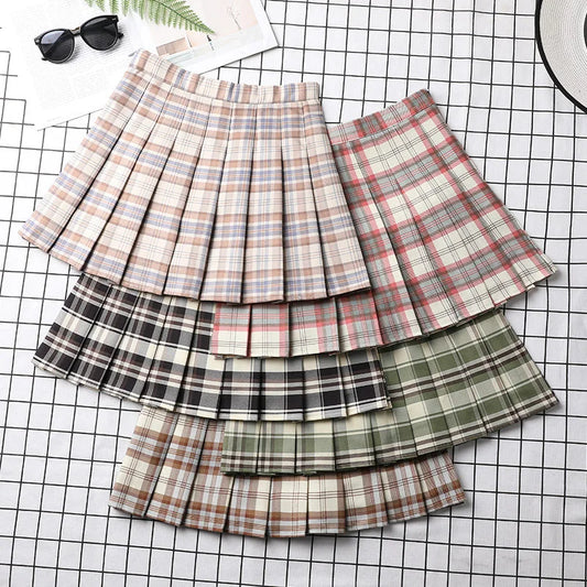 Pleated A-Line Mini Skirt