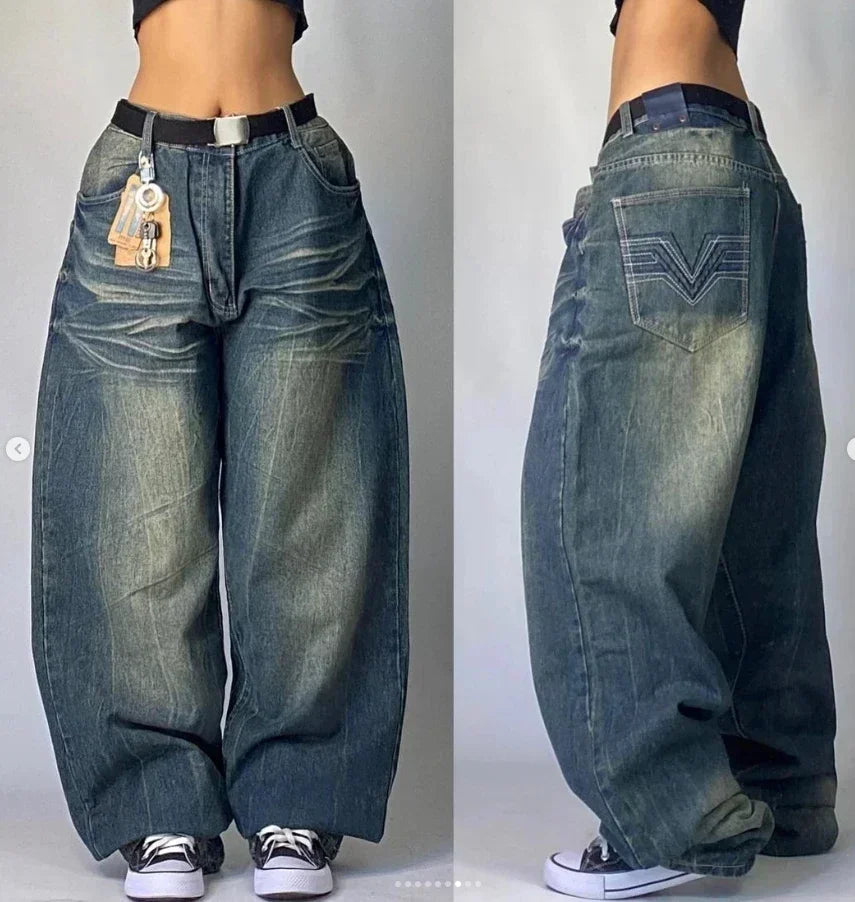 Y2K Oversized Pattern Print Jeans