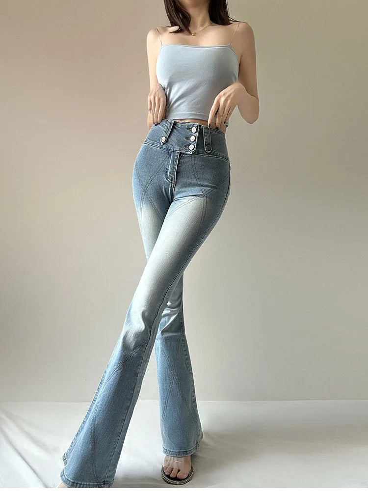 Flare Jeans - Skinny High-Waist Bell Bottom Pants 