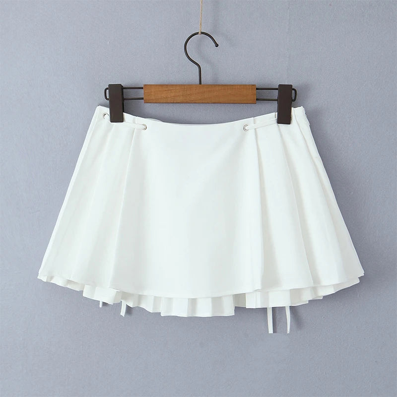 Chu Sau - Sweet Bow Tie Low-Waist Mini Skirt