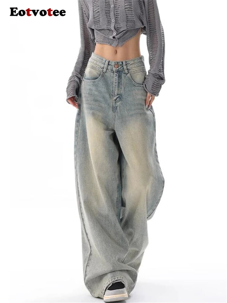 EOTVOTEE - Vintage high-waist straight jeans