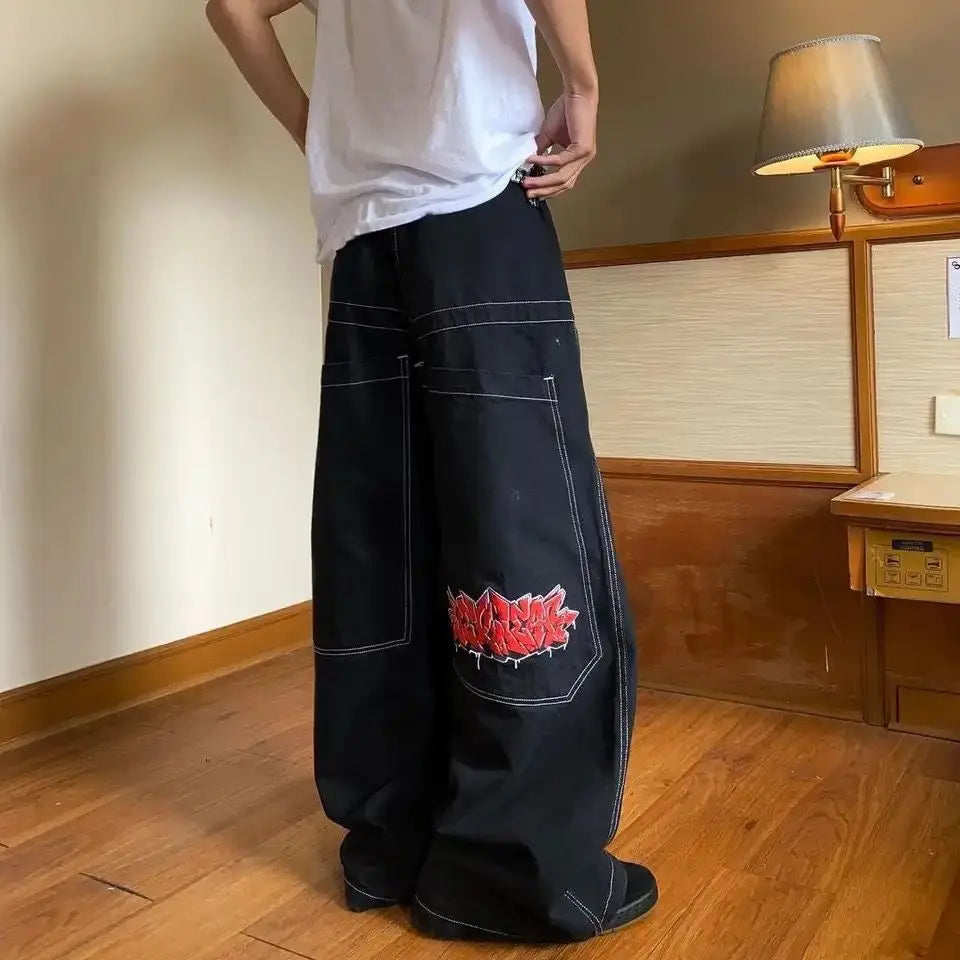 HOUZHOU - Y2K Oversized Black Baggy Jeans