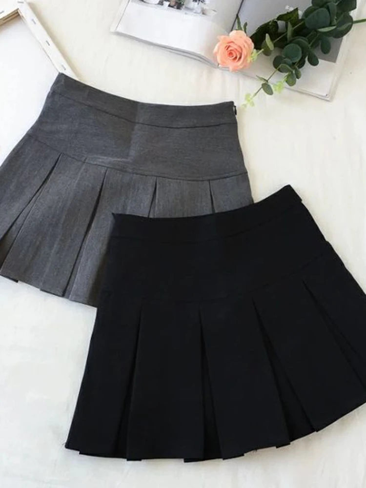 ZOKI - Vintage Gray Pleated Skirt