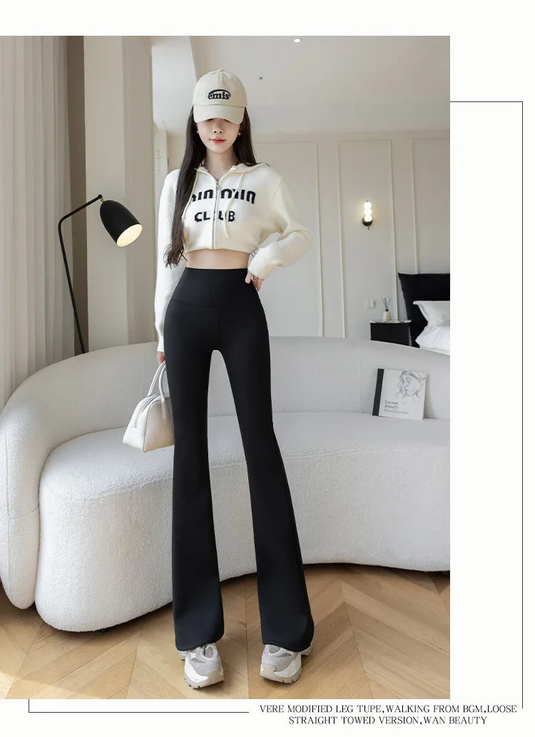 High Waist Flared Thermal Pants