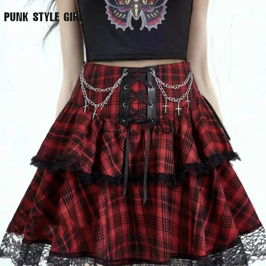 Plaid Punk Rock Y2K Mini Skirt