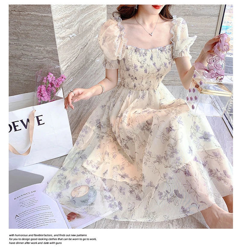 Zoki - Elegant Floral Chiffon Party Dress