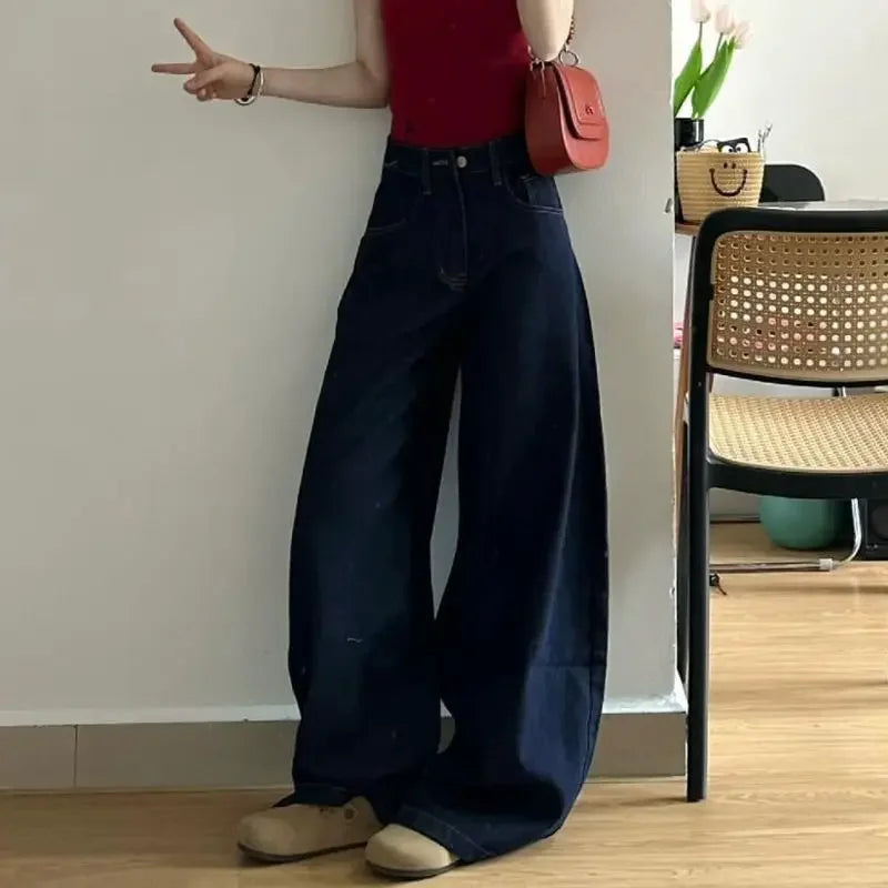 Deep Blue Wide-Leg Jeans