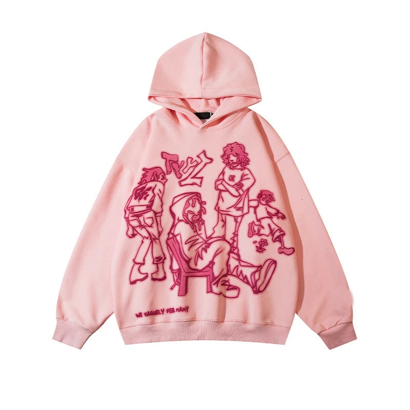 Hizilent - Y2K Streetwear Pink Hoodie