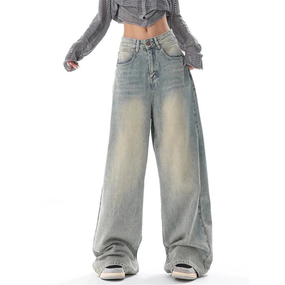 EOTVOTEE - Vintage high-waist straight jeans