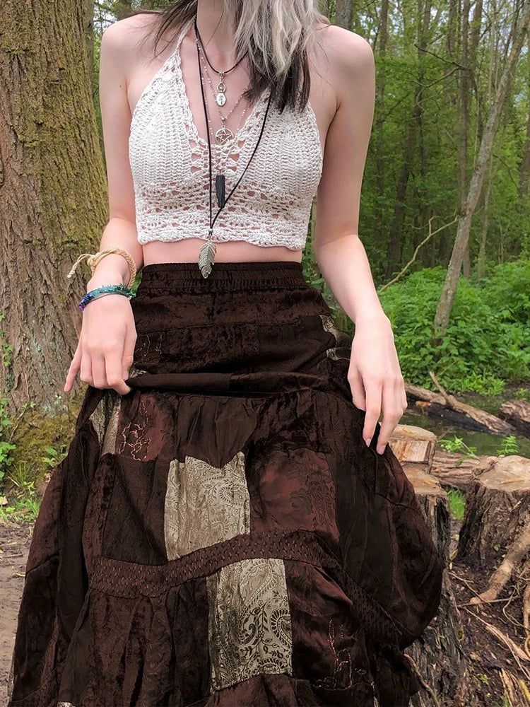 Rapcopter - 2K Boho Grunge Pleated Long Skirt