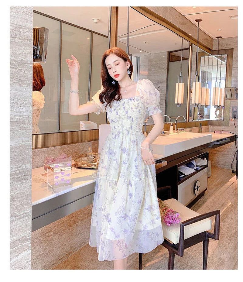 Zoki - Elegant Floral Chiffon Party Dress