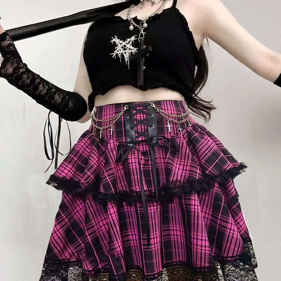 Plaid Punk Rock Y2K Mini Skirt